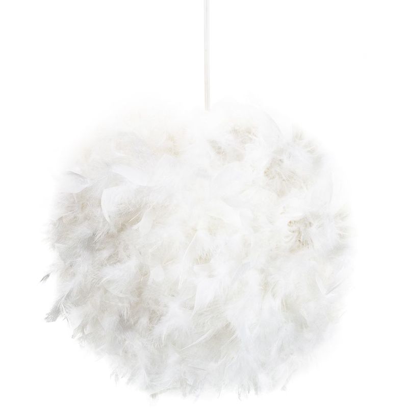 Eye-Catching and Designer Small White Feather Decorated Pendant Lighting Shade by Happy Homewares