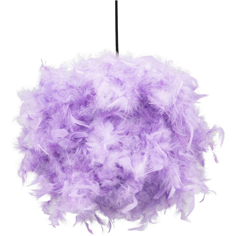 Eye-Catching and Modern Small Lilac Feather Decorated Pendant Lighting Shade by Happy Homewares