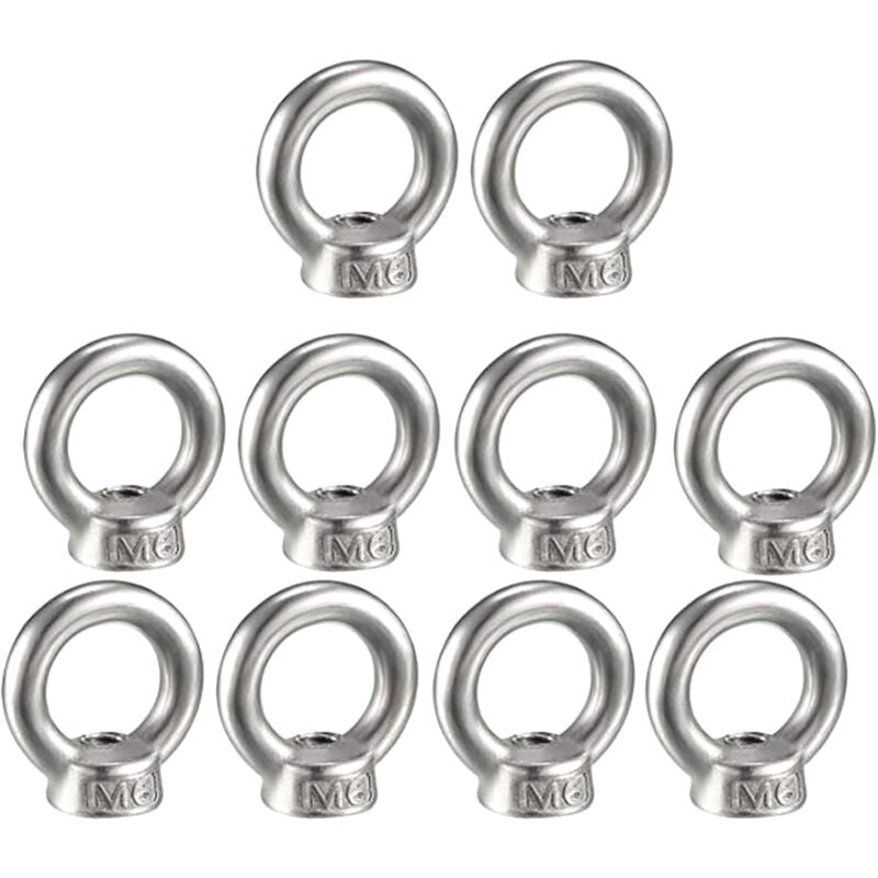 Eye Nut M6 Lifting Ring 304 Stainless Steel with Male Thread Eye Lifting Ring Eye Bolt Eye Bolt Screw Machinery Shoulder 10 pcs