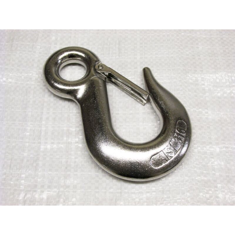 Securefix Direct - Eye Sling Hook with Latch Stainless Steel 8MM (Safety Chain Slip Marine)