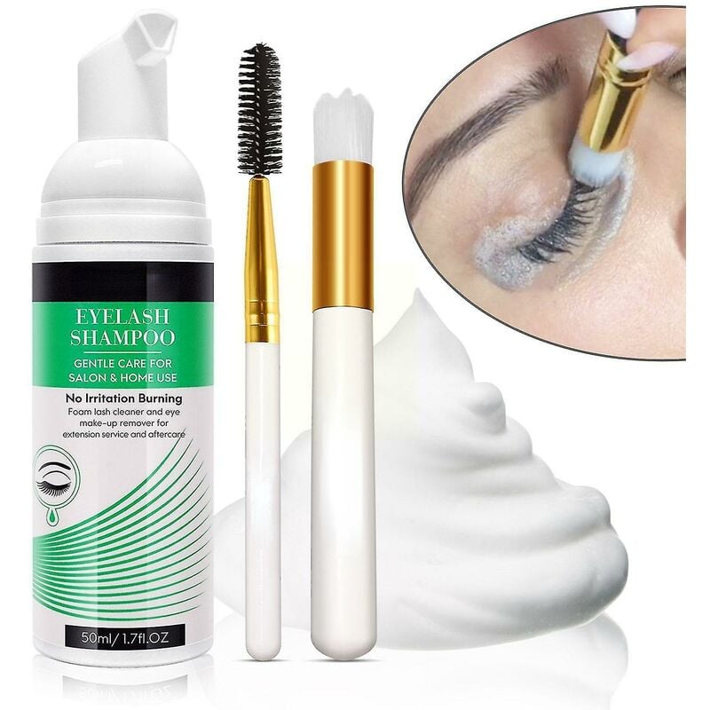 Crea - Eyelash Extension Cleanser Eyelash Extension Shampoo Eyelash Extension Foam & Brushes Eyelid Cleanser For Makeup Remover
