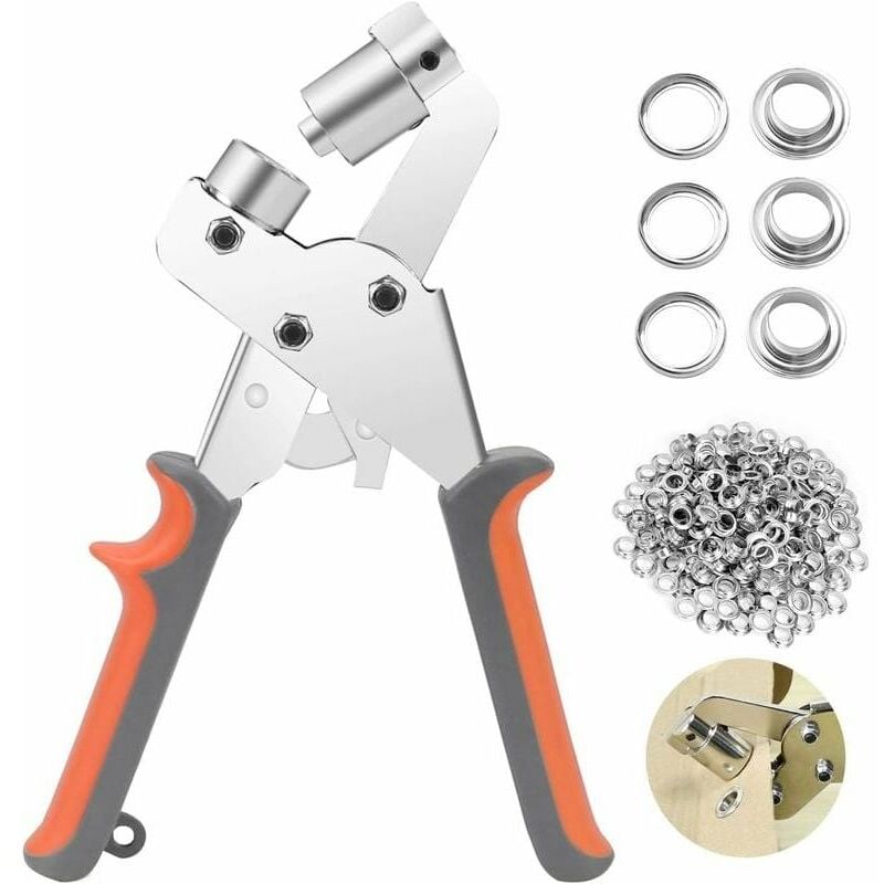 Ugreat - Eyelet Pliers Professional Eyelet Punch Kit 100pcs (10mm Inner Diameter) Metal Eyelet Setting Pliers for pvc Leather Curtain Fabric