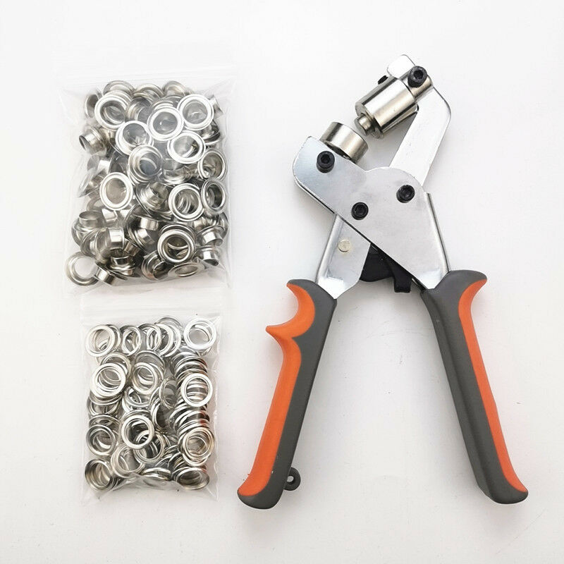 Alwaysh - Eyelet Pliers, Professional Eyelet Puncher Set with 100 Pieces (Inner ø 10.5mm) Metal Grommets for Leather Fabric Tarpaulin pvc Curtain