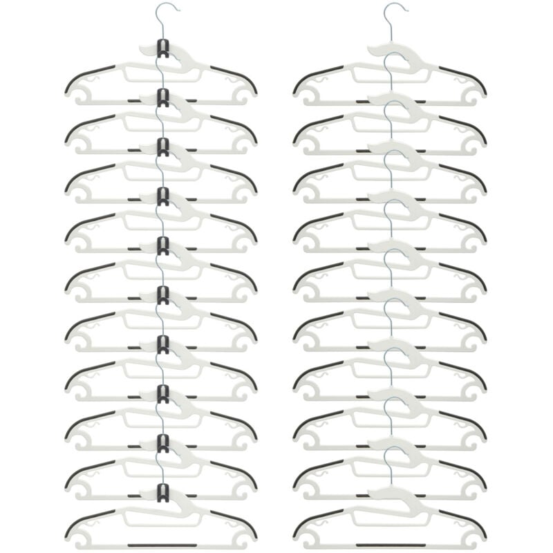 Eyepower 20 Cintres antidérapants 10 Crochets Cintres gainés en caoutchouc Peu encombrants Cintres en plastique Blanc