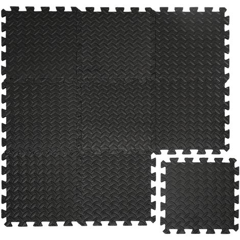 eyepower Protections Sol en mousse EVA 10mm d'épaisseur Tapis Puzzle de Fitness sport composé de 9 fragments dimension globale 0,81qm extensible Noir - schwarz