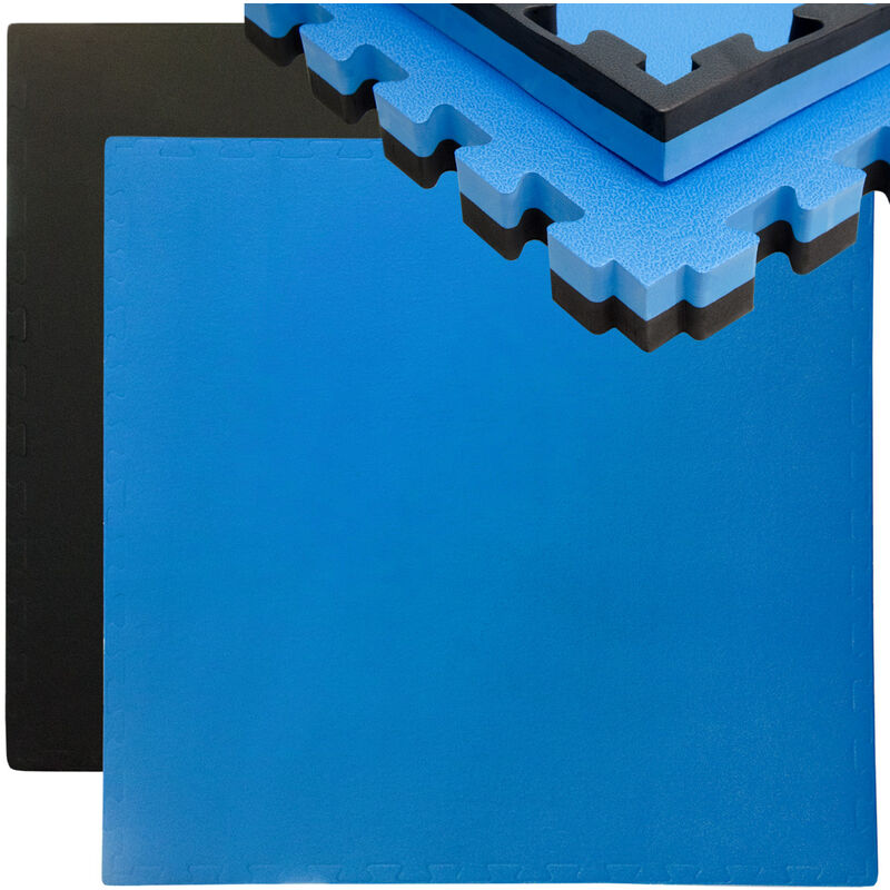 Eyepower - Tapis Puzzle de Fitness 90x90cm Protection Sol de Sport en mousse eva épais 40mm extensible réversible Noir Bleu - blau
