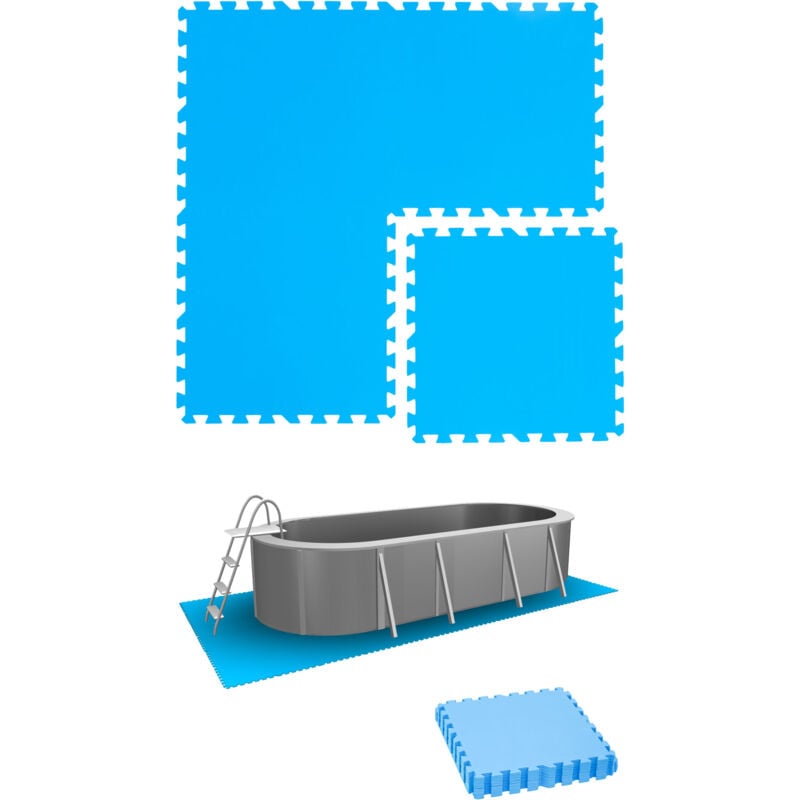 Tapis de Piscine 1 m² - 4 Tapis de Sol eva 50x50 - Jeu de Dalles de Protection