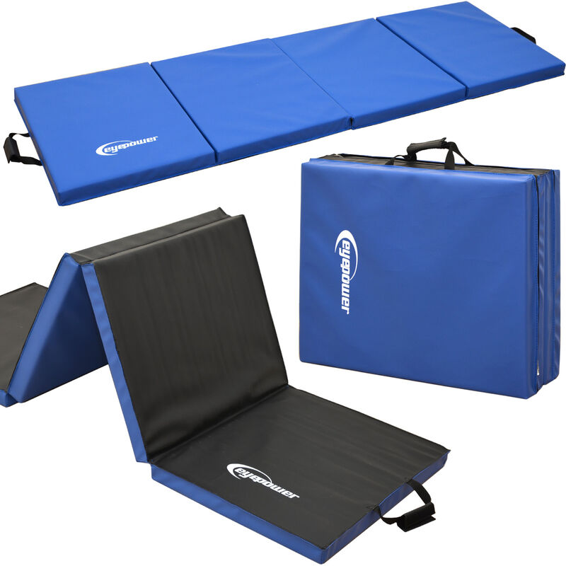 Eyepower - xl Folding Sport Mat 200x60x5cm for fitness workout gymnastics Blue - blau