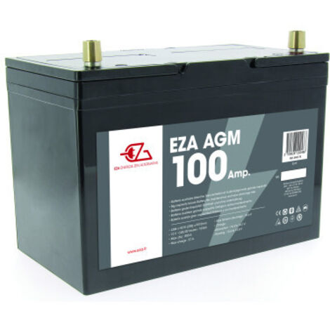 EZA Batterie Auxiliaire AGM 100Ah Etanche et sans Entretien Camping-Car