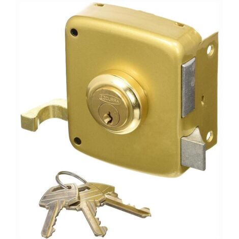 EZCURRA cerradura 1125/ 80 derecha esmaltada , Cerradura de sobreponer 1125 de 80mmCon doble cilindro y pestillo2 vueltasApertura derechaCilindro redondo 50mmDi