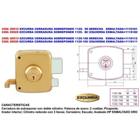 ezcurra cerradura sobreponer 1125-100 derecha esmaltada 1119111
