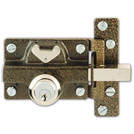 EZCURRA cerrojo esko r.550 llave-condena , Cerrojo doble cilindroPalanca de acero 4 vueltasCilindro redondo 50mmMedida 105mm3 llaves de serretaEsmaltado marrón