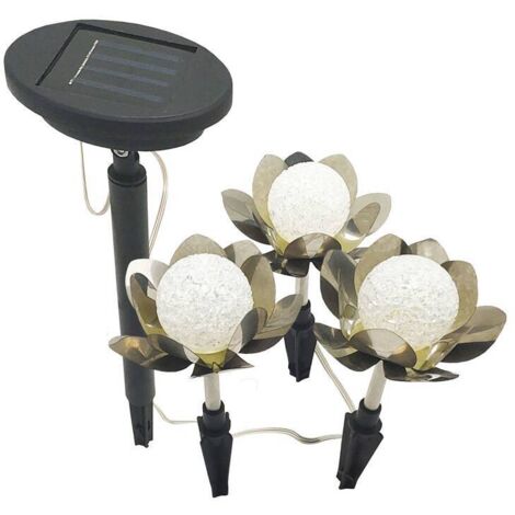ezsolar Solar LED Lotusblumen - 3er Set mit externem Solarpanel