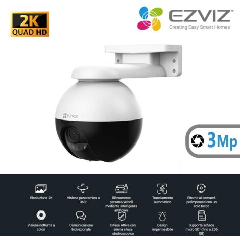 EZVIZ C8W Pro Telecamera di Sicurezza Esterno 2K Wi-Fi Pan-tilt Visione Notturna