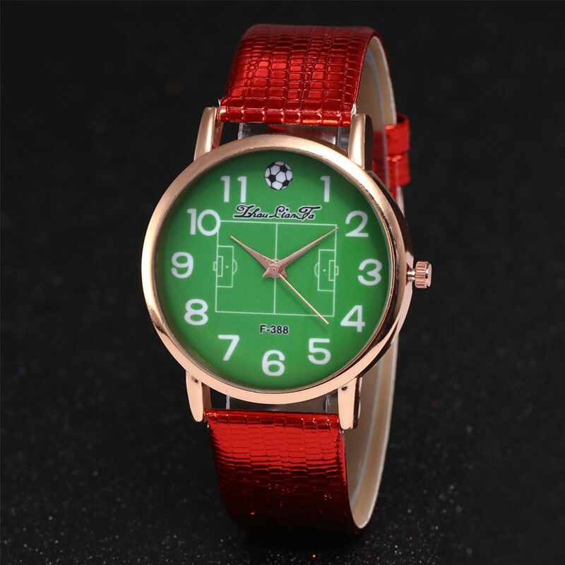 

F-388 Relojes de moda Reloj de pulsera de cuero de lujo de cuarzo para la Copa Mundial de la FIFA,Rojo, 24 * 2 cm