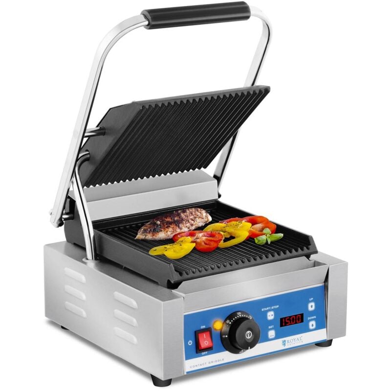 Royal Catering - Machine à panini Striée Minuterie 1 800 w Grill de contact professionnel