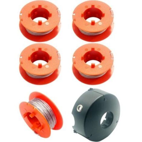 F016800175 Bobine de Rechange pour Coupe-Bordures Bosch Art 23 26 30 Combitrim Easytrim, Pro-Tap, Ligne de rinçage Automatique, 8 mètres, avec Couvercle pour F016L71088 (5 bobines et 1 Couvercle)
