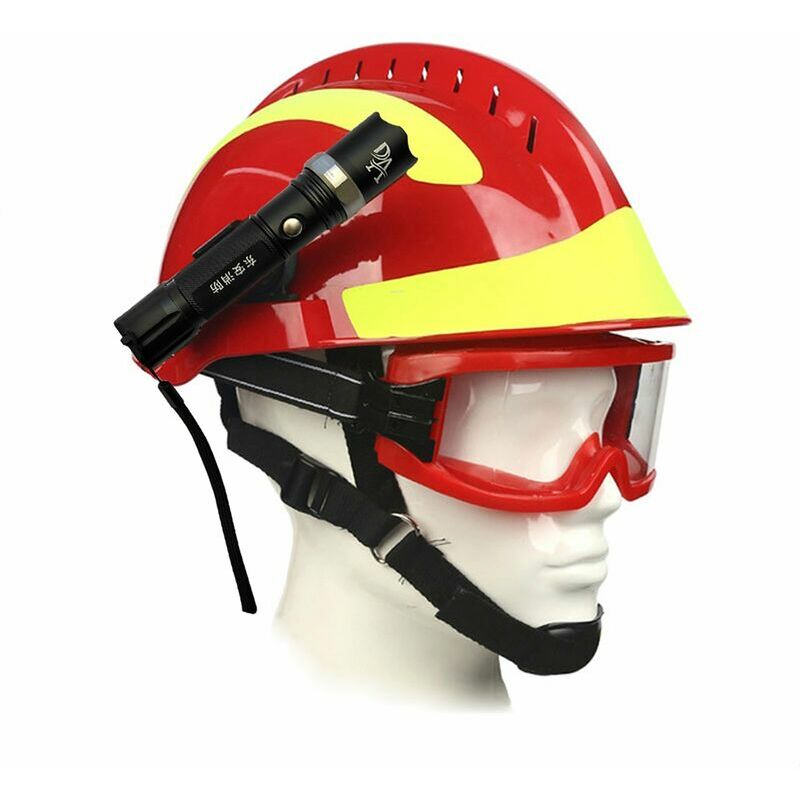F2 Casque de secours Casques de sécurité pour sapeurs-pompiers Protection incendie au travail Casque avec lampe frontale et lunettes Casque de