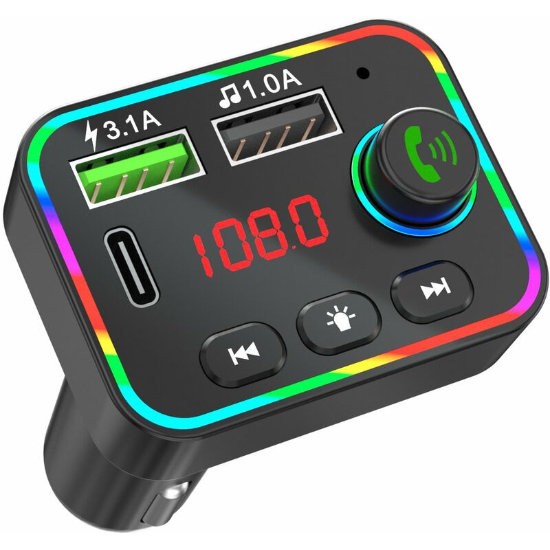 F4 voiture lecteur MP3 récepteur Bluetooth U disque atmosphère lumière voiture MP3 voiture allume-cigare