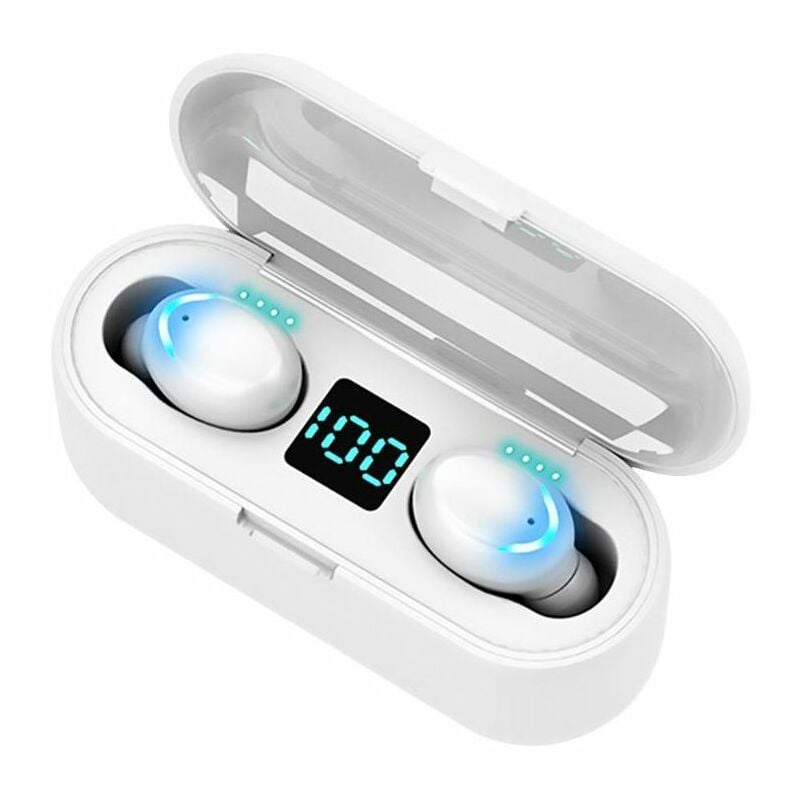 

F9-6 Auriculares internos inalambricos verdaderos BT 5.0 Mini auriculares con control tactil Auriculares con sonido de alta fidelidad 8D HD Llamada