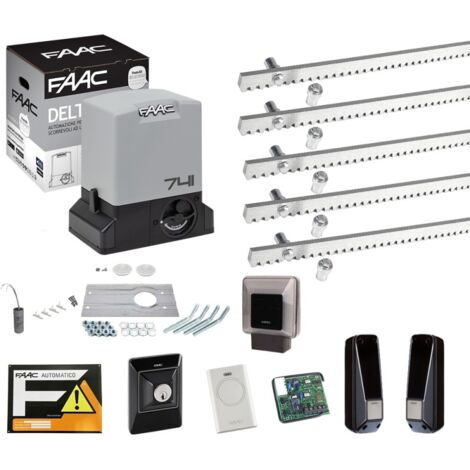 FAAC KIT DELTA 3 741 PER CANCELLO SCORREVOLE PORTATA 900KG 220V CON 5MT DI CREMAGLIERA 105630445/5
