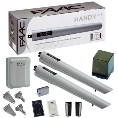 Faac – Kit de motorisation de portail 24V – Charge maximale 200 kg – Longueur vantail jusqu'à 2300 mm – Butées mécaniques et auto-apprentissage