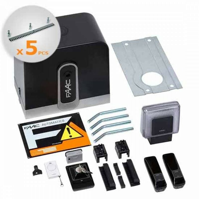 FAAC RAPID KIT 400kg Automatisation de portail coulissant - 5 Mt Galvanised Rack