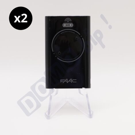 FAAC XT2 433 SLH Noire - Lot de 2 télécommandes à 2 canaux - Codage Rolling Code SLH sécurisé - Compatible motorisation FAAC - Référence 7870071