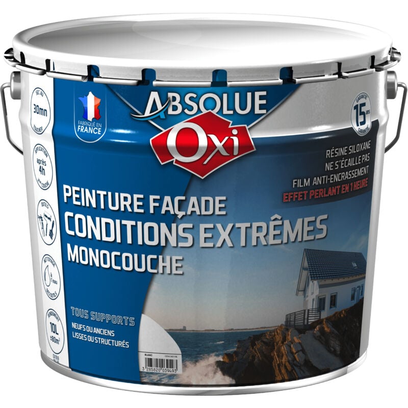 Façade Absolue oxi solution extérieure peinture façade Gris Basalte 10 litres