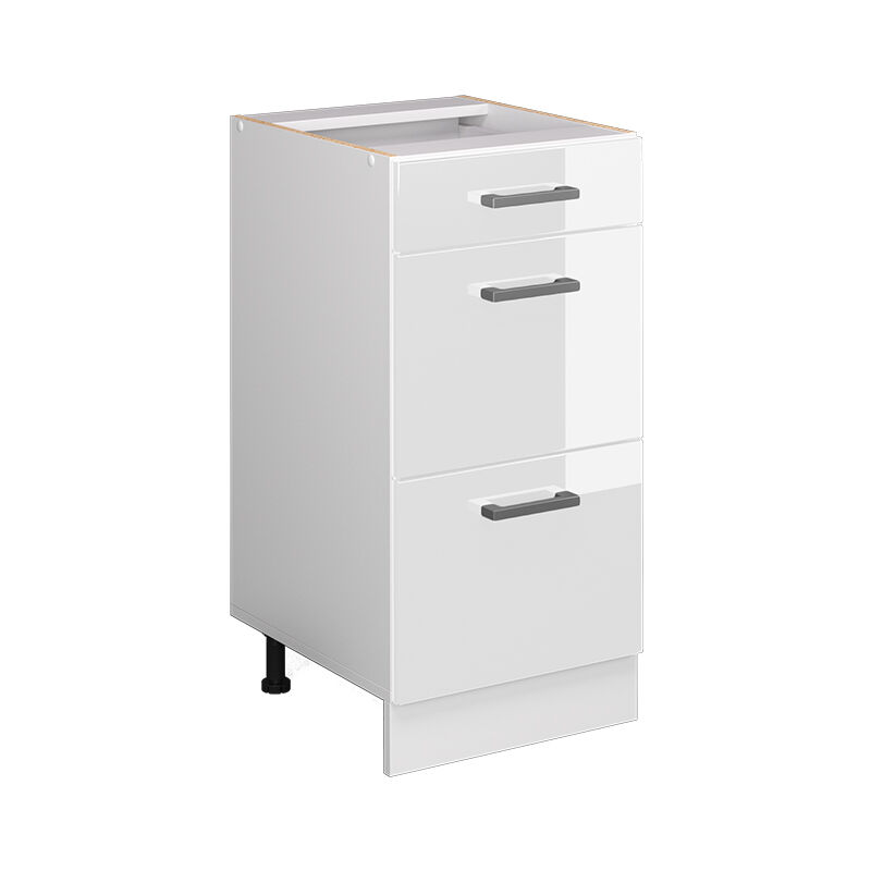Meuble cuisine R-Line, Blanc Haute brillance, 40 cm avec tiroirs, sans plan de travail Vicco