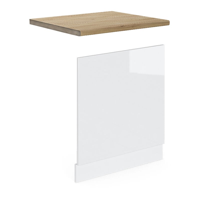 Vicco - Façade R-Line, Blanc Haute brillance, 60 cm, pt Chêne