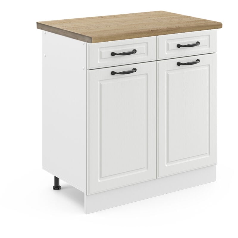 Vicco - Meuble cuisine R-Line, Blanc campagne, 80 cm, pt Chêne