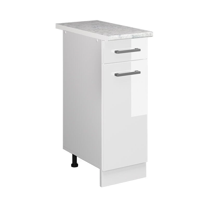 Meuble cuisine R-Line, Blanc Haute brillance, 30 cm, pt Marbre Vicco