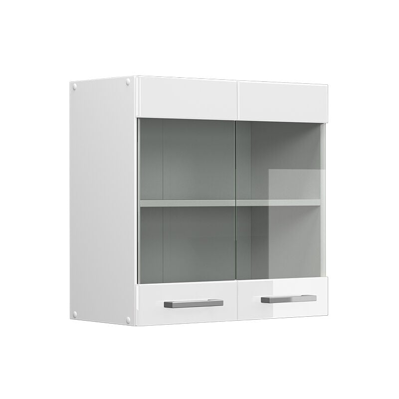 Meuble de cuisine haut vitré R-Line, Blanc Haute brillance, 60 cm Vicco
