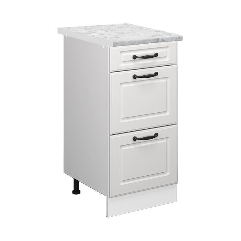 Vicco - Meuble cuisine R-Line, Blanc campagne, 40cm pt Marbre