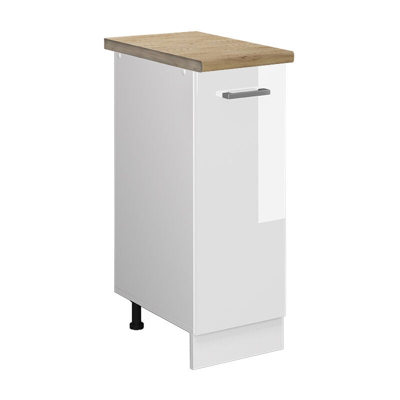Meuble de cuisine R-Line, Blanc Haute brillance, 30 cm, pt Chêne Vicco
