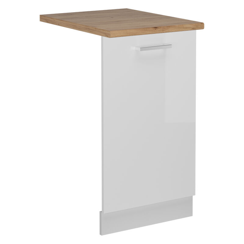 Panneau de lave-vaisselle R-Line, Blanc Haute brillance, 45cm, pt Chêne Vicco