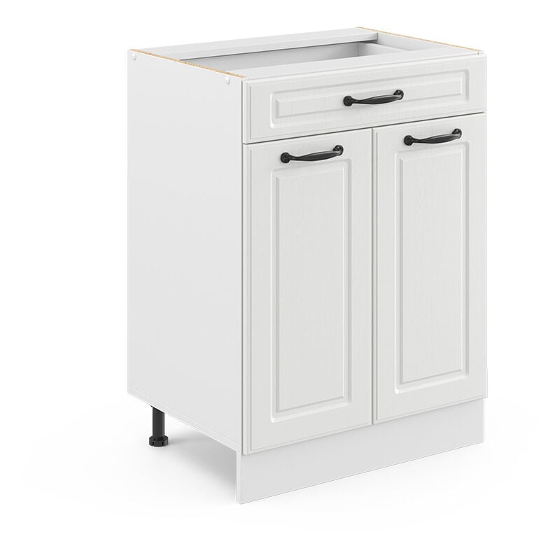 Meuble cuisine R-Line, Blanc campagne, 60 cm avec tiroir, sans plan de travail Vicco