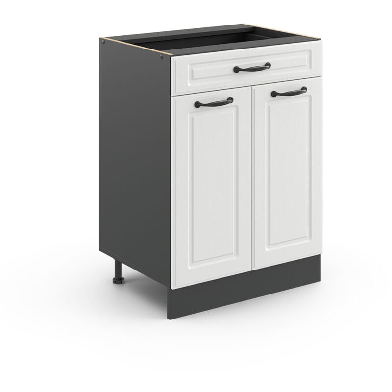 Meuble cuisine R-Line, Blanc campagne, 60 cm avec tiroir, sans plan de travail Vicco