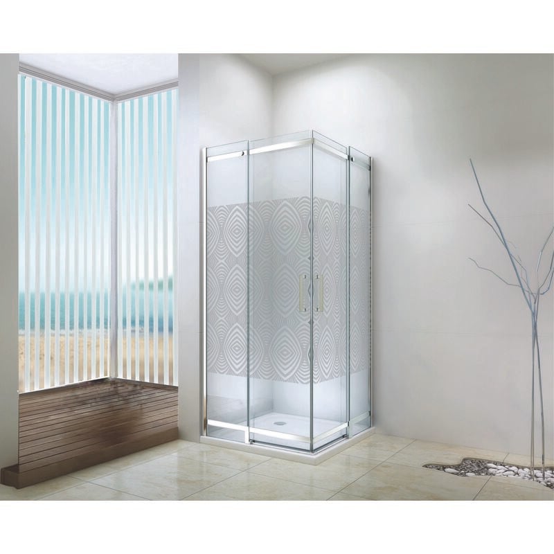 Ondee - Façade uimi - Angle Coulissante - Finition Chromé - 90x90x210cm