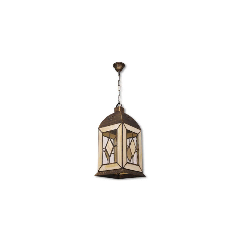 Fabrilamp - Califa grande lanterne 3xe27 vieil or/beige regx33x33 cm