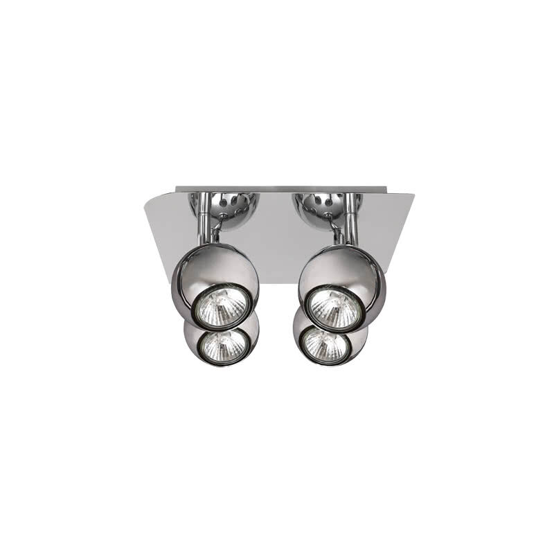 Plafonnier chromé avec 4 spots réglables. 4 ampoules halogènes GU10 incluses. Mesure 22x22cm. - Fabrilamp Plafonnier chromé avec 4 spots réglables. 4 ampoules halogènes GU10 incluses. Mesure 22x22cm. - Fabrilamp