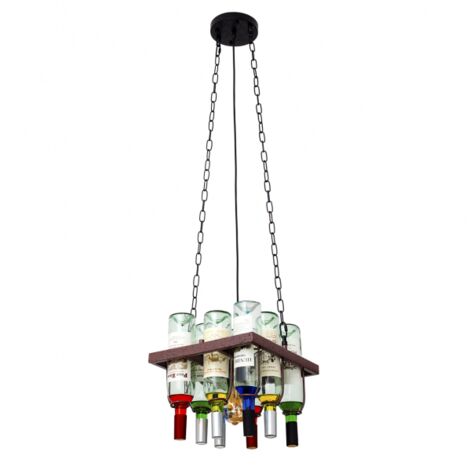 FAB 124598002  Pendentif Cave à Vin 1xe27 Brun Rustique 8 Bouteilles