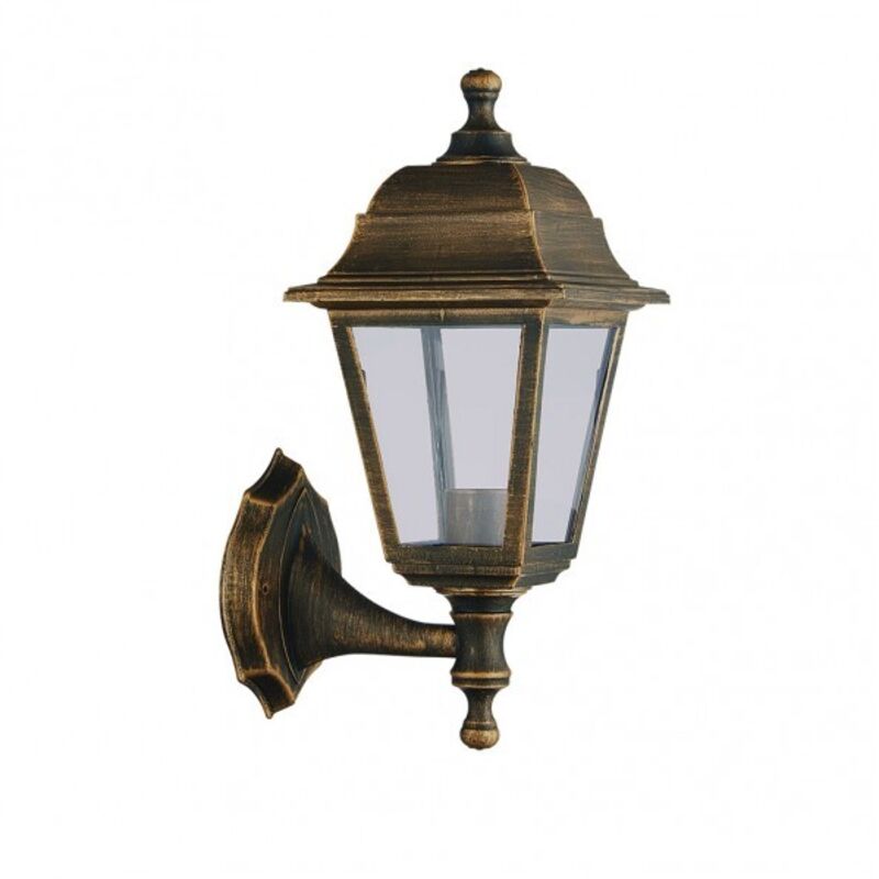 Basilico lampada da parete per esterni albahaca 1xe27 oro antico ip44 policarbonato 35x15x19,7 cm