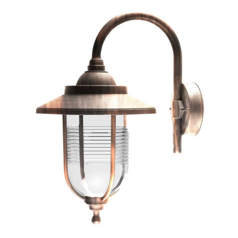 Lampada da parete per esterni cannella 1xe27 oro antico ip44 policarbonato 45,2x25,2x34,2 cm