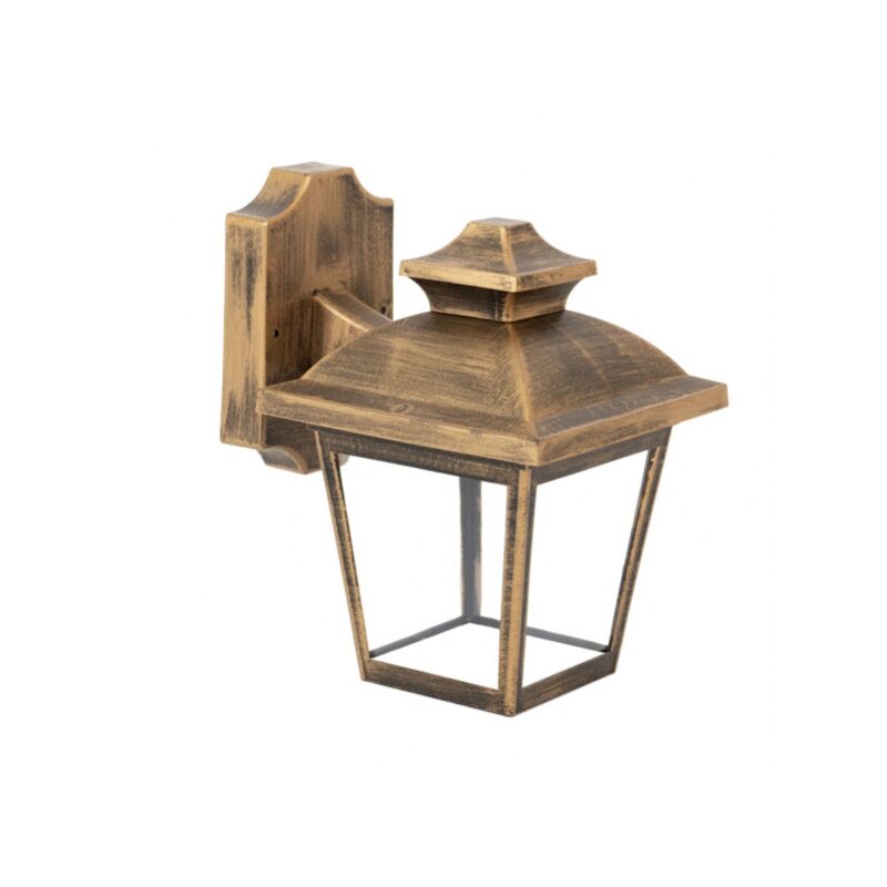 Fabrilamp - applique da esterno maca 1xe27 oro antico ip44 policarbonato 24,5x17x22,3 cm