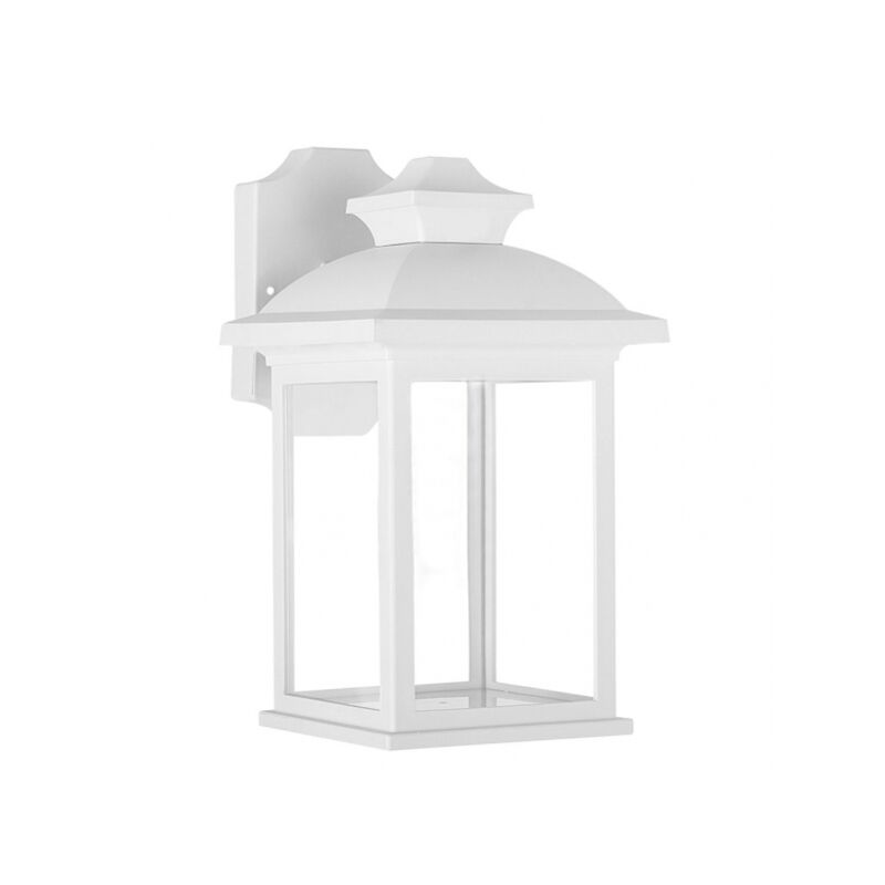 Fabrilamp - alcandia lampada da parete per esterni 1xe27 bianco ip44policarbonato 31x17x22,3 cm