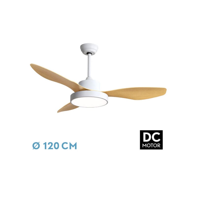 Fabrilamp - Ventilateur Dc Hayate 48w 4078lm White/Beech 3 Asp 39/54/54x120x120cm 3000-4000-6000k/Earthquake