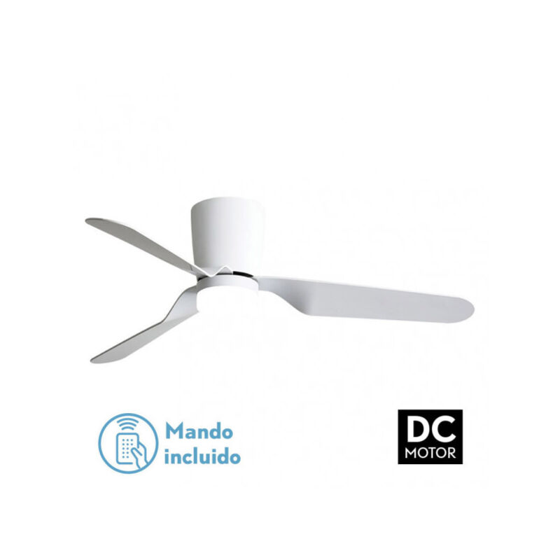 Fabrilamp - todolampara - Fan de Deckenventilator mit Licht led 18W Motor dc Modell kochi Weiß, 3 Schattierungen de Licht mit Speicher, 3 Flügel, 5