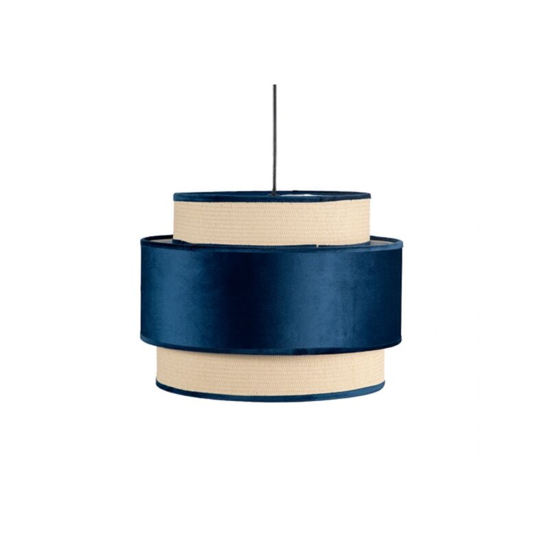 Fabrilamp - Pendelleuchte 3 Lampenschirme Adriano1 Licht e27 Blau und Sackleinen